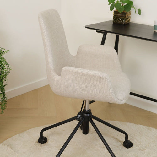 Nolon Nout-Eef Bureaustoel Beige - Armleuning - Zwart Onderstel - vtwonen shop
