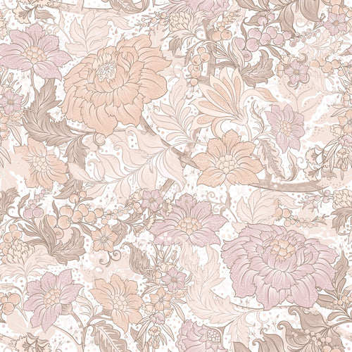 ESTAhome behang vintage bloemen lichtpaars en licht terracotta - 50 x 900 cm - 131192 - vtwonen shop