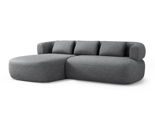Micadoni linker hoekbank Jenny 5-zits, chenille donkergrijs - 145x225x73cm