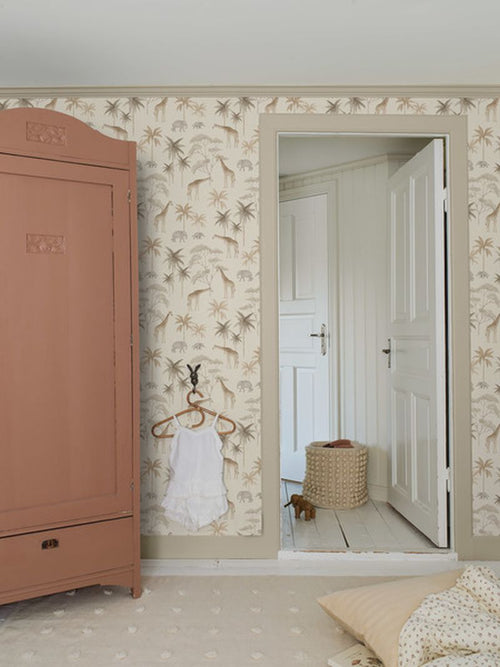 Borastapeter behang jungle dieren beige - 53 cm x 10.05 m - 660622 - vtwonen shop