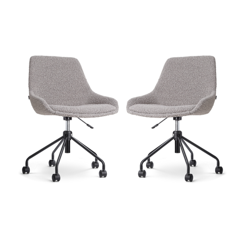 Nolon Nout-Isa Bureaustoelen Set van 2 - Bouclé Taupe - Zwart - vtwonen shop