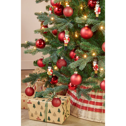 Mica Decorations Kerstornament Notenkraker - Set van 6 - L4 x B2 x H11 cm - Polyester - Rood