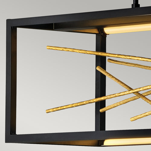 Elstead Hinkley Styx Geïntegreerde LED Bar Plafondlamp Zwart & Verguld Goud, 3000K