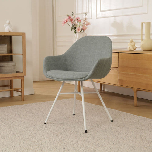 Nolon Noa-Mae Eetkamerstoel Saliegroen - Armleuning - Witte Poten - vtwonen shop