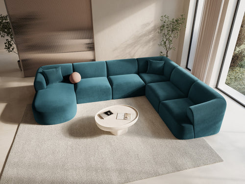 Cosmopolitan Design Modulaire panoramische hoekbank links Campi 7-zits, flueel diepe olie - 255x330x70cm