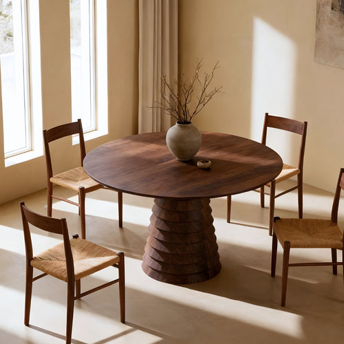 DÉJA Living Eettafel Marín - Rond Donkerbruin Mangohout - 130x130x76cm - vtwonen shop