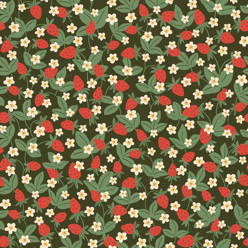 ESTAhome behang aardbeien groen en rood - 50 x 900 cm - 132168