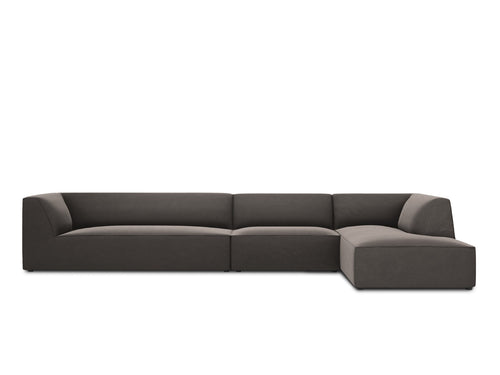 Micadoni rechter hoekbank Ruby 5-zits, flueel, donkergrijs - 180x366x69cm
