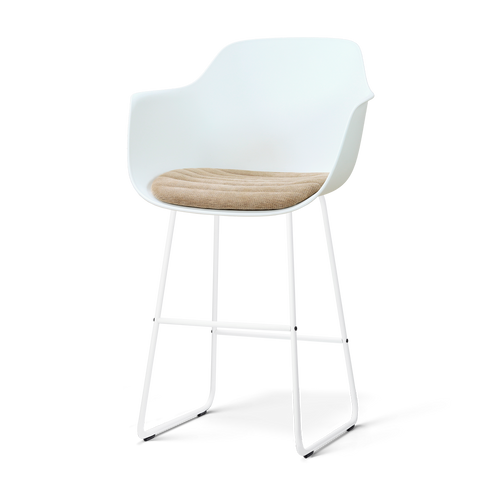 Nolon Nino-Liz barkruk wit met nougatbruin zitkussen - wit onderstel - 75 cm