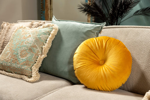 SYNNE - sierkussen 45x45 cm - Harbor Gray - beige, blauw