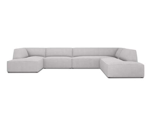 Micadoni Panoramische hoekbank rechts Ruby 7-zits, structurele stof, lichtgrijs - 273x366x69cm
