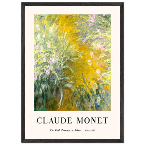 Artfulprints Poster met Lijst Claude Monet - The path through the irisis   - 50x70 cm - Groen