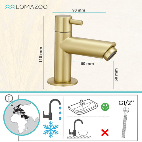 LOMAZOO fonteinkraan Tropea - koud water - goud