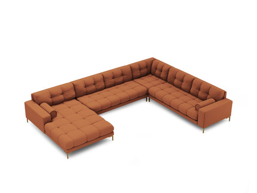 Cosmopolitan Design Panoramische hoekbank rechts Bali 7-zits, structurele stof, baksteen - 256x327x75cm