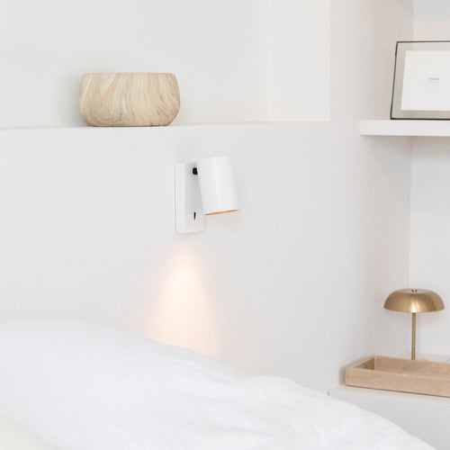 Atmooz wandlamp Nuo - wit-zwart binnenin - 15 x 10 x H 12 cm - GU10