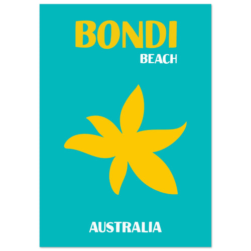 Artfulprints Poster Australië - Bondi Beach   - A4 21x29.7 cm - Turquoise