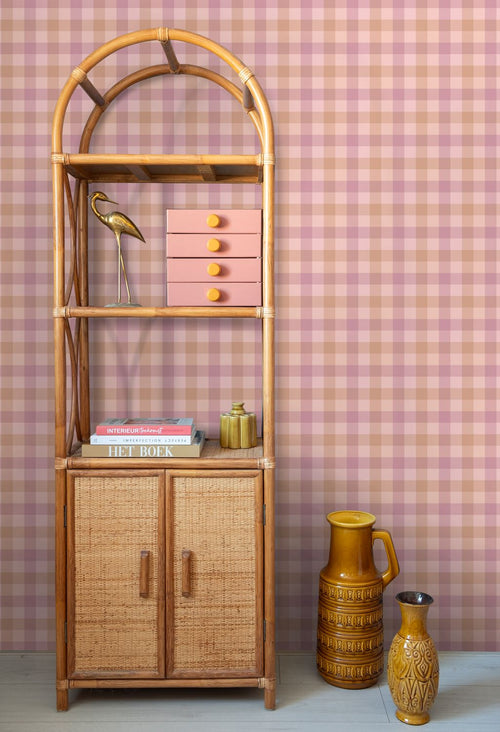 ESTAhome behang ruiten roze en paars - 50 x 900 cm - 132065