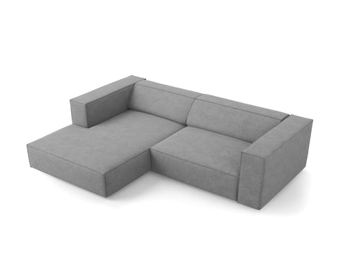 Cosmopolitan Design linker hoekbank Arendal 3-zits, chenille met ribbeleffect, donkergrijs - 166x224x70cm