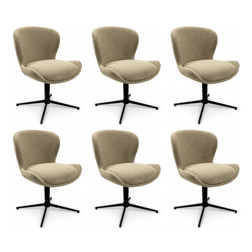 Furnhouse eetkamerstoel Nicklas - Beige - Stof (Bouclé) - Set van 6