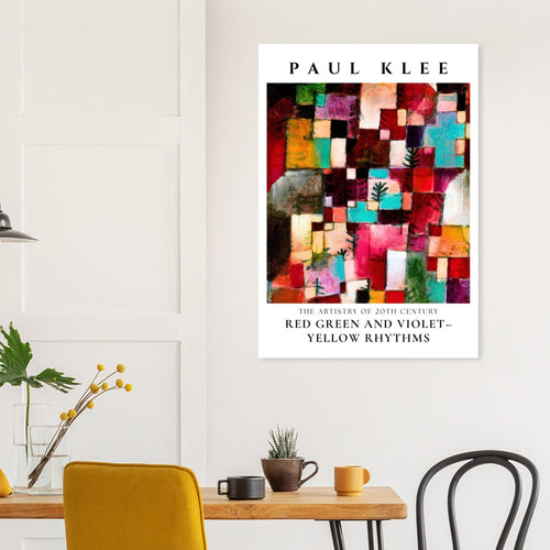 Artfulprints Poster Paul Klee - Red green and violet-yellow rhythms   - A4 21x29.7 cm - Meerkleurig