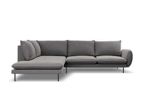 Cosmopolitan Design linker hoekbank Vienna 6-zits, flueel, lichtgrijs - 185x275x95cm