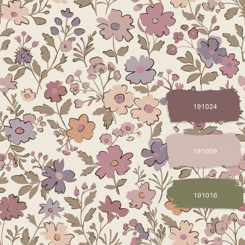 ESTAhome behang bloemetjes paars, roze en wit - 53 cm x 10.05 m - 131323 - vtwonen shop