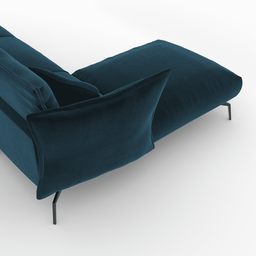 Sia Home - Hoekbanken links LENNY - Fluweel - Pauwblauw - 290cm