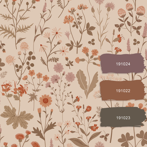 ESTAhome behang veldbloemen terracotta roze - 53 cm x 10.05 m - 139597 - vtwonen shop