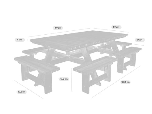 MaximaVida luxe houten picknicktafel Tallinn 300 cm - open instap - vtwonen shop