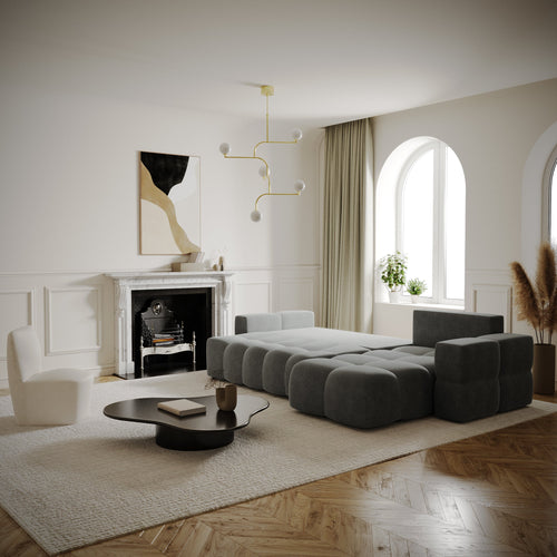 Sia Home - Rechte hoekbanken GABRIEL - Fluweel - Grijs - 286cm - vtwonen shop