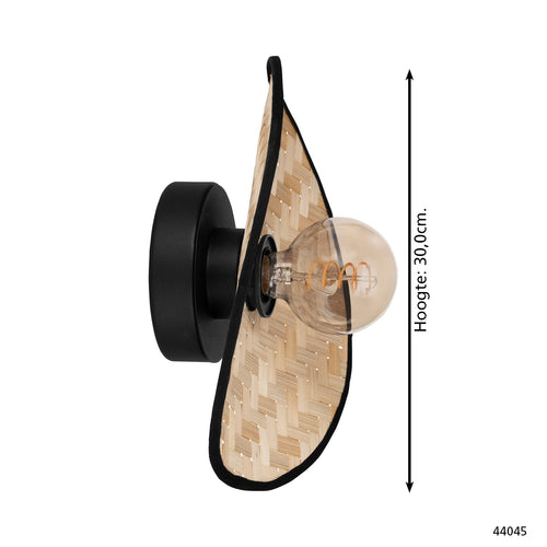 EGLO wandlamp Marywell - e27 - hout - zwart/bruin