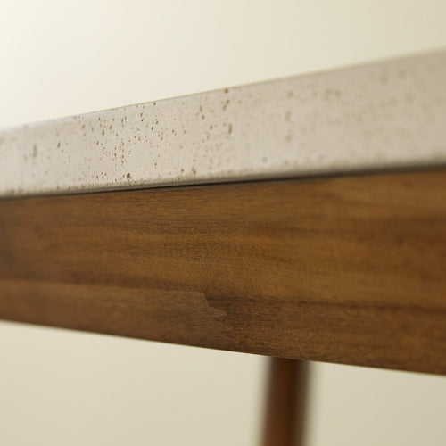 Tikamoon Rechthoekige tuintafel van massief acaciahout en ecru cement 6/8 pers. - Beige