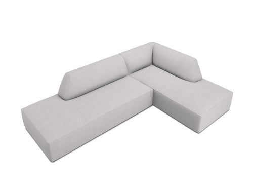 Micadoni rechter hoekbank Ruby 4-zits, structurele stof, lichtgrijs - 180x273x69cm