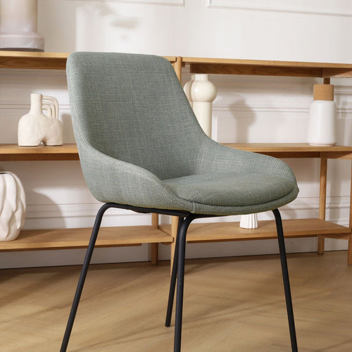 Nolon Nora-Isa Eetkamerstoel Saliegroen - Stof - Zwart Onderstel - vtwonen shop