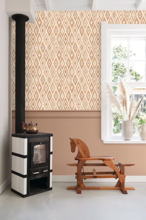 ESTAhome behang ruiten lichtbruin - 50 x 900 cm - 131840