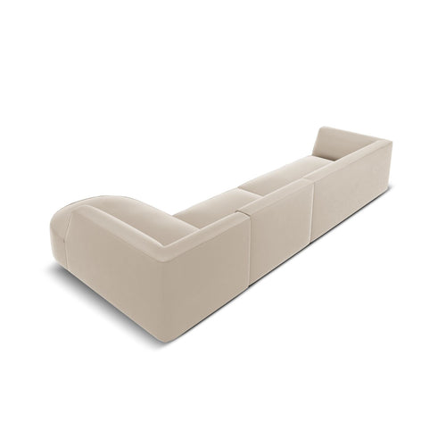 Cosmopolitan Design - Modulaire hoekbank rechts Siena 5-zits, flueel beige - 180x366x69cm