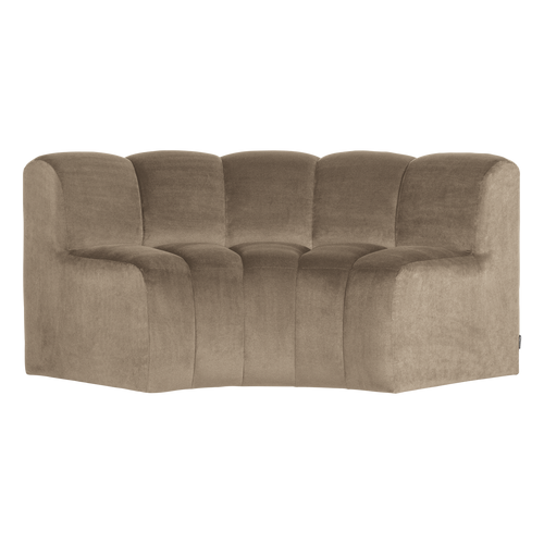 WOOOD eetbank halfronde hoek rugleuning Mojo - Velvet - Khaki - 83x152x73