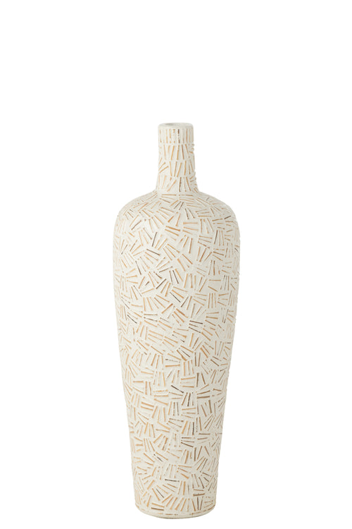 J-Line vaas Lauwra - cement - wit - medium - 80 cm hoog