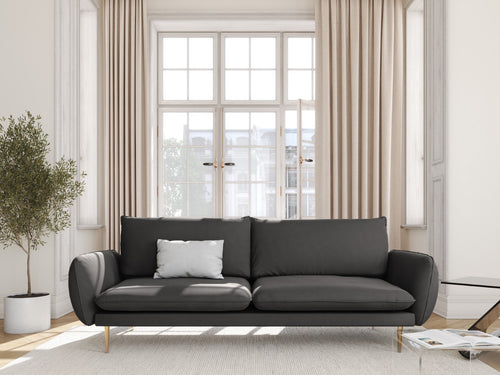 Cosmopolitan Design Bank Vienna 4-zits, flueel, donkergrijs - 92x230x95cm