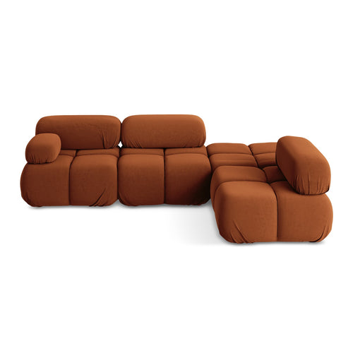 LaMiaSofa hoekbank rechts Sanremo - velours - terracotta - 285x190x70