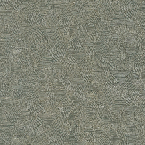 Livingwalls behang geometrische vormen goud, grijs en groen - 53 cm x 10.05 m - AS-386984