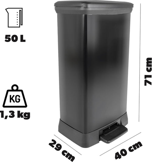 Curver Decobin Prullenbak - 50L - 39x29x72 cm - Zwart - vtwonen shop
