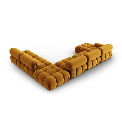 Cosmopolitan Design - Modulaire panoramische hoekbank rechts Cortina 7-zits, flueel geel - 282x376x70cm