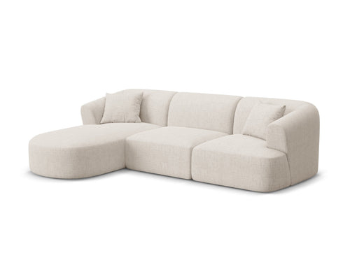 Cosmopolitan Design Modulaire hoekbank links Campi 4-zits, structurele stof lichtbeige - 156x256x70cm