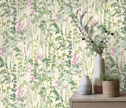 Erismann behang veldbloemen groen - 53 cm x 10.05 m - 661409 - vtwonen shop