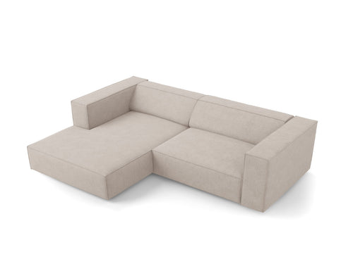 Cosmopolitan Design linker hoekbank Arendal 3-zits, chenille met ribbeleffect, donkerbeige - 166x224x70cm
