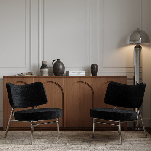 Sia Home - Fauteuil IGGY - Fluweel weefsel - Zwart - 60cm - vtwonen shop