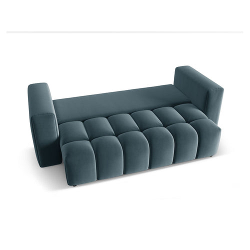 Cosmopolitan Design - Slaapbank met opbergdoos Verona 3-zits, flueel pastelblauw - 98x252x85cm