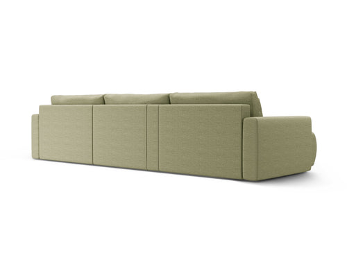 Cosmopolitan Design Converteerbare panoramische bank met opbergdoos Belfast 4-zits, structurele stof asperge - 149x340x84cm