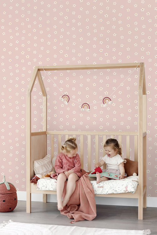 ESTAhome behang madeliefjes roze - 53 cm x 10.05 m - 131113